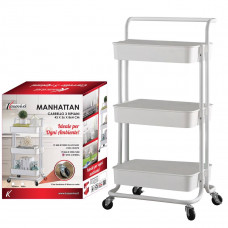 MANHATTAN CARRELLO 3 RIPIANI BIANCO CM.43X36X86H (2pz)